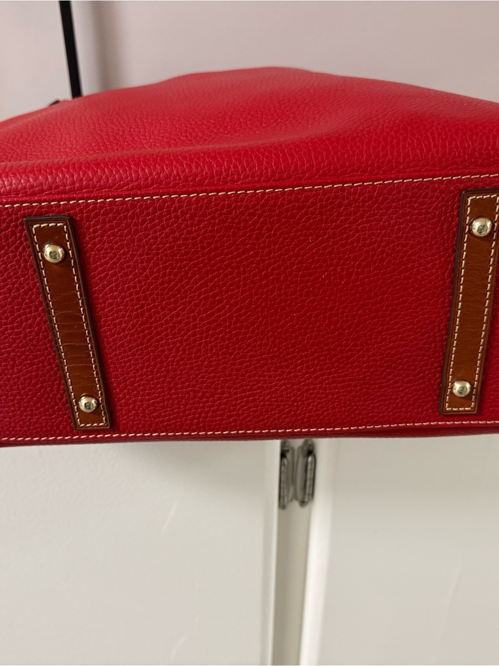 NWOT! Dooney & Bourke Red Leather Hobo with Brown Trim - Picture 6 of 8
